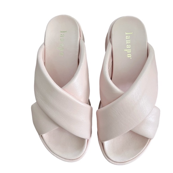 LANAPO Crossover Platform Slides Sandals Leather Made Italy Excellent Condition - Picture 2 of 9